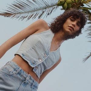 Zara cropped denim vest